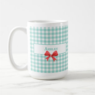Vintag Green Gingham Bow Tasse