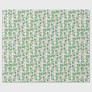 Vintag Green Holly Verlasse Red Berries Weihnachte Geschenkpapier
