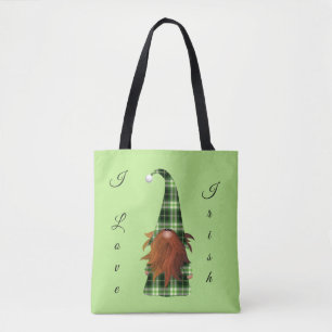 Vintag Green kariert St Patrick Gnome I Liebe Iris