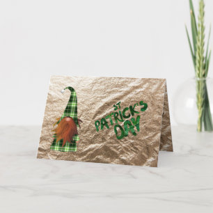 Vintag Green kariert St Patrick Gnome Karte