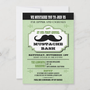 Vintag Green Mustache Bash Einladung