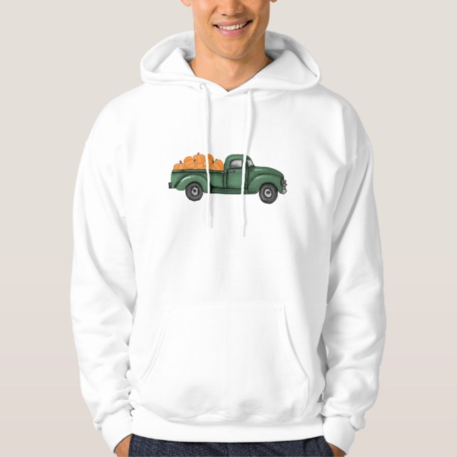 Vintag Green Pumpkin Harvest Truck Hoodie (Vorderseite)