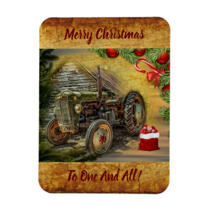 Vintag Green Tractor Barn Weihnachten Magnet
