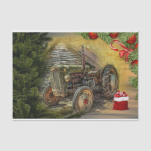 Vintag Green Tractor Barn Weihnachten Seidenpapier