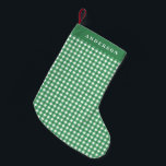 Vintag Green und White Gingham Kariert Personalisi Kleiner Weihnachtsstrumpf<br><div class="desc">Vintag Green und White Gingham Karierter Personalisierter Strumpf</div>