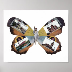 Vintag Greenville South Carolina Fairy Lady Art Poster