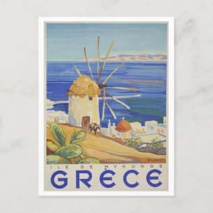 Vintag Griechenland Reiseplakat Postkarte