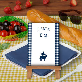 Vintag GRILLEN Navy Blue Gingham Wedding Tischnummer