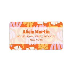 Vintag Groovy Hippie Blume Orange-Adressetikett Adressaufkleber