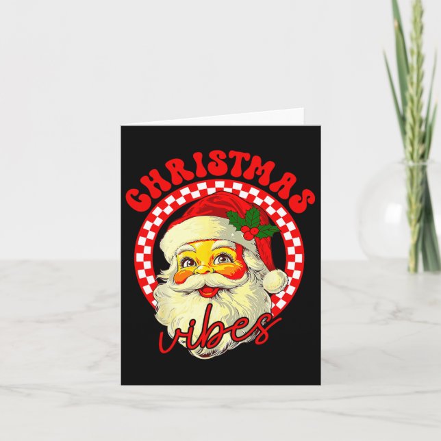 Vintag Groovy Santa Claus Weihnachten Vibes 1 Karte (Vorderseite)