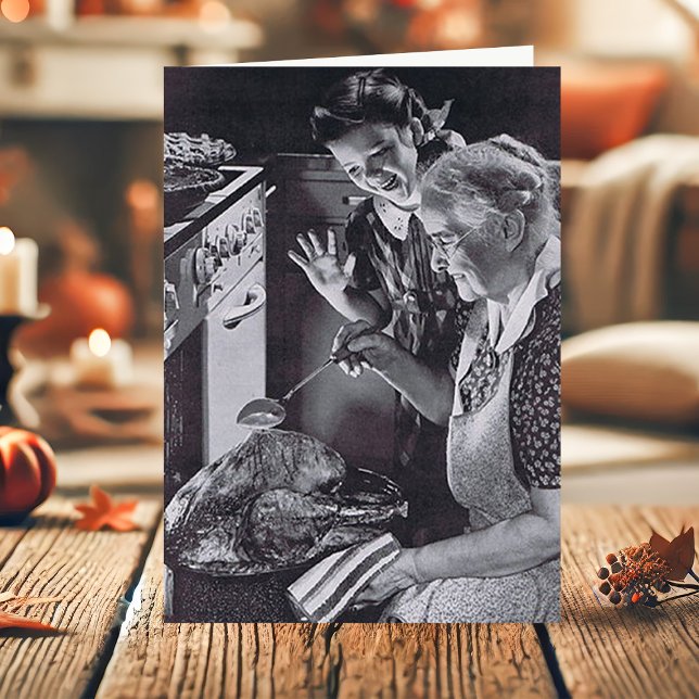 Vintag Großmutter Großtochter Basting Türkei Feiertagskarte (Von Creator hochgeladen)