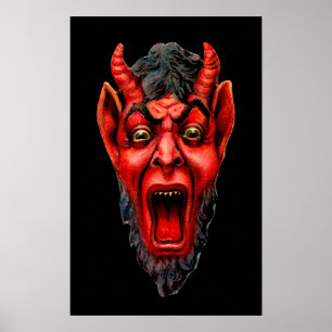Vintag Growling Krampus Poster