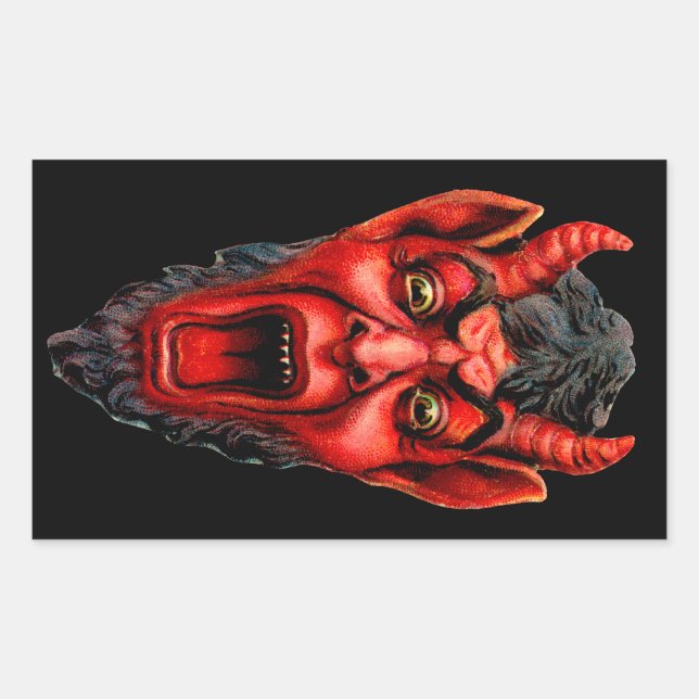 Vintag Growling Krampus Rechteckiger Aufkleber (Vorderseite)