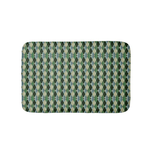 Vintag-grün-beige geometrisches St Patrick-Muster Badematte (Vorderseite)