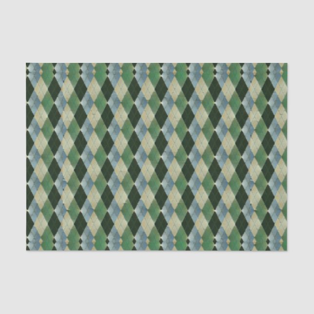 Vintag-grün-beige geometrisches St Patrick-Muster Seidenpapier (Vorderseite)