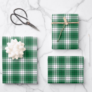 Vintag-grün Schwarz-Weiß rustikale tartan kariert Geschenkpapier Set
