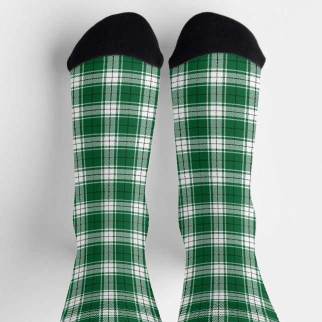 Vintag-grün Schwarz-Weiß rustikale tartan kariert Socken (Oben)