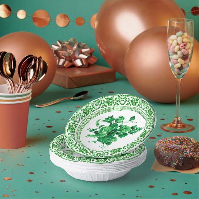 Vintag grün und weiß pappteller (Multi)