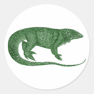Vintag grüne Lizard Runder Aufkleber