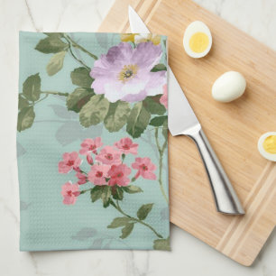 Vintag grünes Blumendesign Geschirrtuch