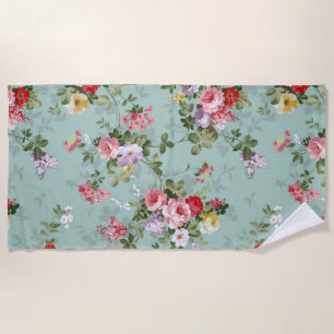 Vintag grünes Blumendesign  Strandtuch