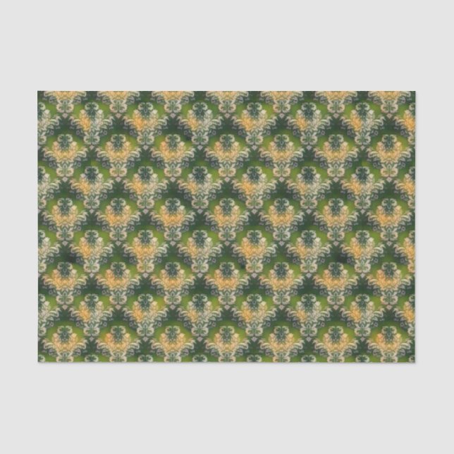 Vintag-grünes Blumenmuster St Patrick Tis Seidenpapier (Vorderseite)