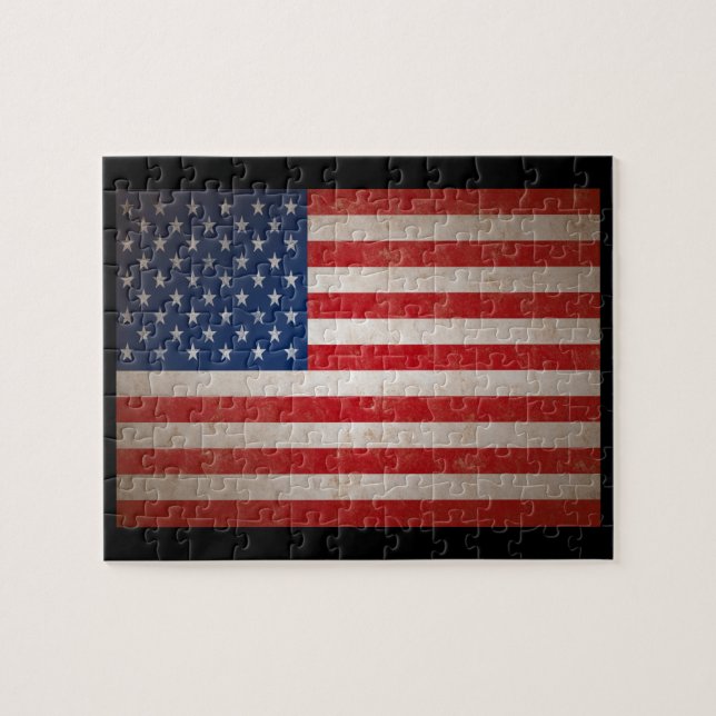 Vintag Grunge American Flag Patriotic Design Puzzle (Horizontal)