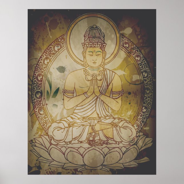 Vintag Grunge Buddha Poster (Vorne)