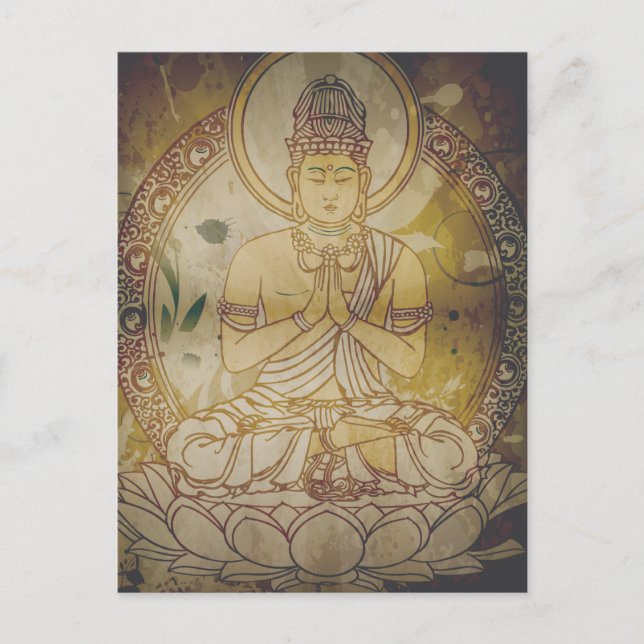 Vintag Grunge Buddha Postkarte (Vorderseite)