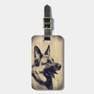 Vintag Grunge German Shepherd Dog Head Gepäckanhänger