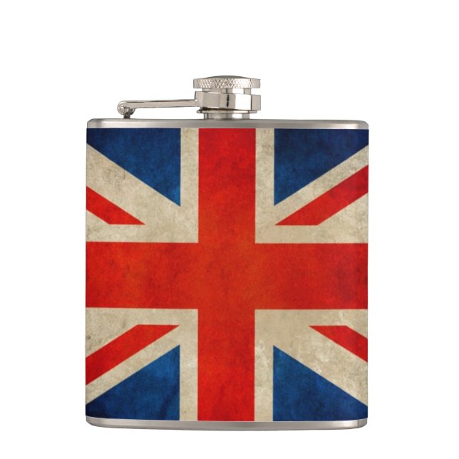 Vintag Grunge Great Britain Flaggen Union Jack Flachmann (Vorderseite)