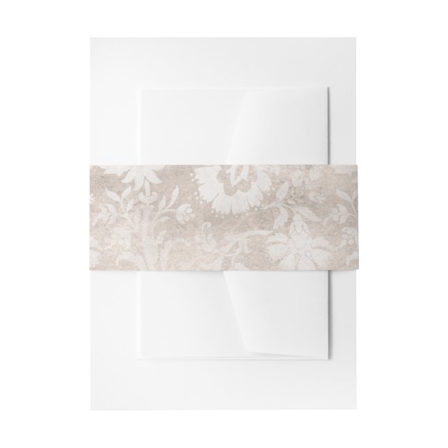 Vintag Grunge Ivory Damask Einladungsbanderole (Vorderseite Beispiel)