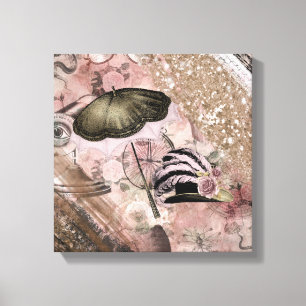 Vintag Grunge Steampunk Glam Viktorianisch Hat Leinwanddruck