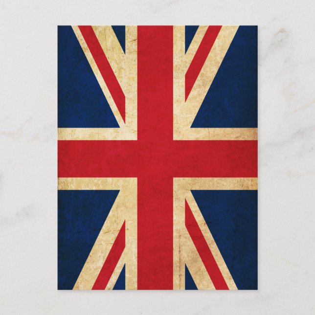 Vintag Grunge United Kingdom Flag Union Jack Postkarte (Vorderseite)