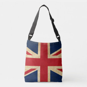 Vintag Grunge United Kingdom Flag Union Jack Tragetaschen Mit Langen Trägern