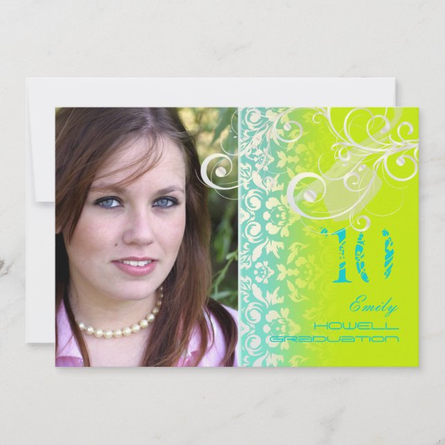 Vintag/Grunge/Wirbel/Damast/Abschlüsse Einladung (Vorderseite)