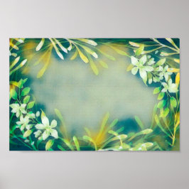 Vintag Grüngraue tropische Pflanze botanisch Poster