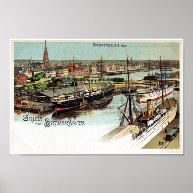 Vintag Gruss aus Bremerhaven litho Poster (Vorne)