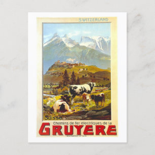 Vintag Gruyere Switzerland Reiseplakat Postkarte