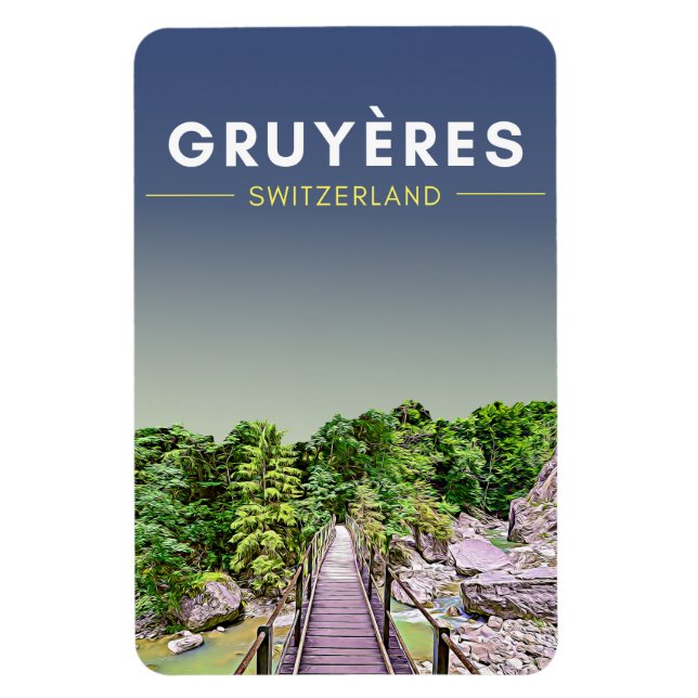 Vintag Gruyeres Schweiz Reisen Magnet (Vertikal)