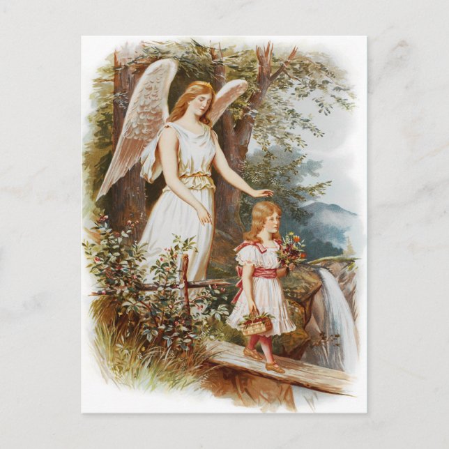 Vintag Guardian Angel Postcard Postkarte (Vorderseite)