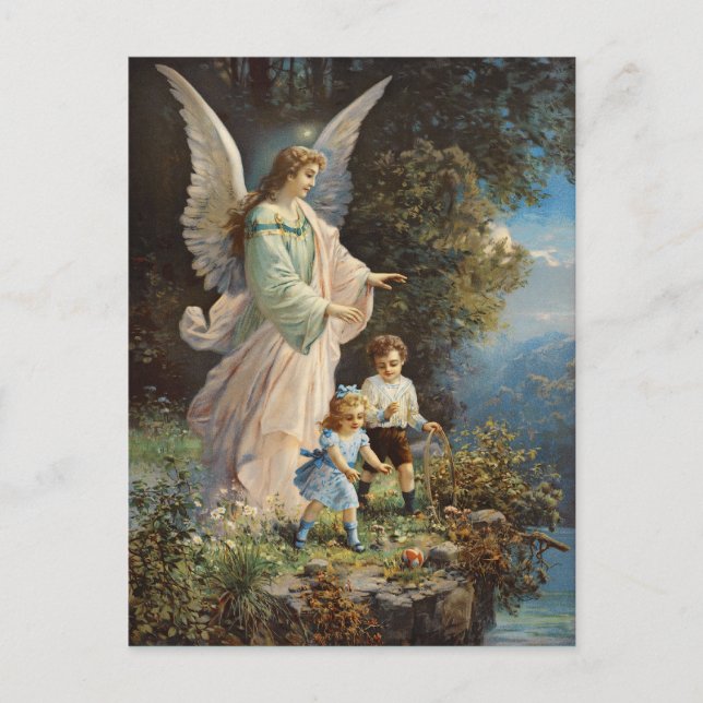 Vintag Guardian Angel Postcard Postkarte (Vorderseite)