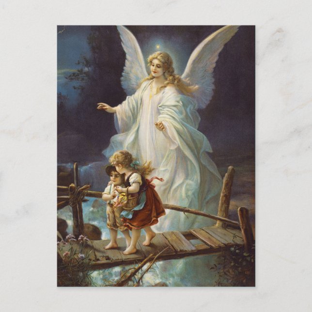 Vintag Guardian Angel Postcard Postkarte (Vorderseite)