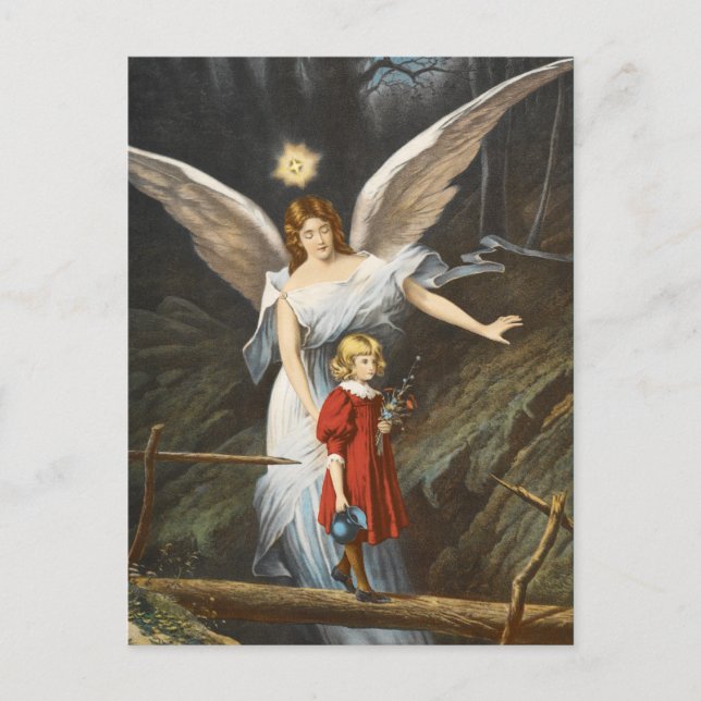 Vintag Guardian Angel Postcard Postkarte (Vorderseite)