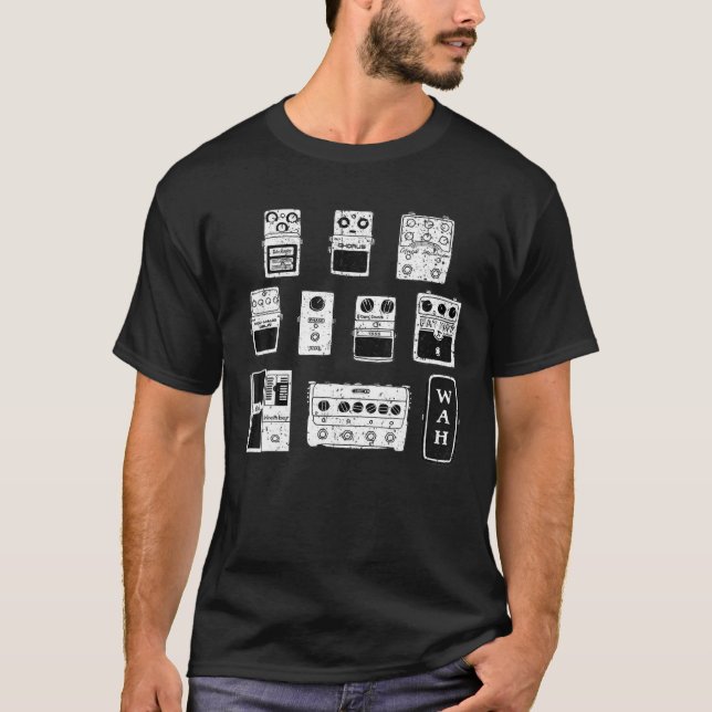 Vintag Guitar Pedals Black T-Shirt (Vorderseite)