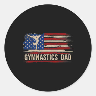 Vintag Gymnastik Vater American Usa Flag Sports Ga Runder Aufkleber