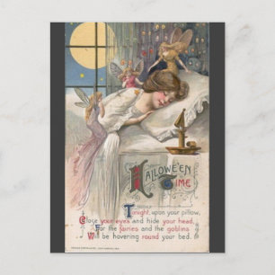 Vintag-halb-weibliche-Feen-Postkarte Postkarte