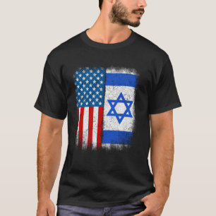 Vintag Halbe israelische Flagge Israel USA USA T-Shirt