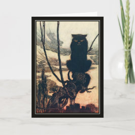 Vintag Halloween Arthur Rackham Black Cat Karte