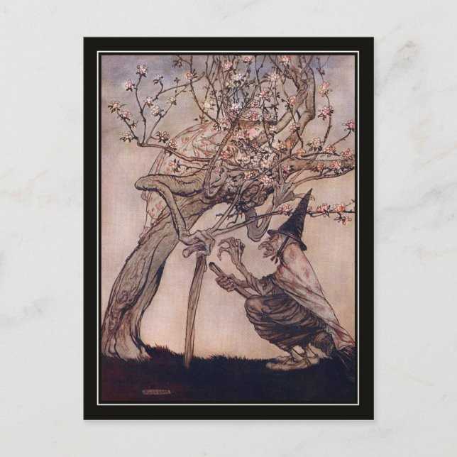 Vintag Halloween Arthur Rackham Witch Postkarte (Vorderseite)